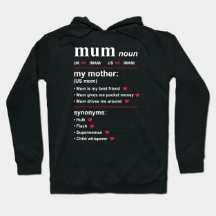 Definition of Mum for Dark Background Hoodie